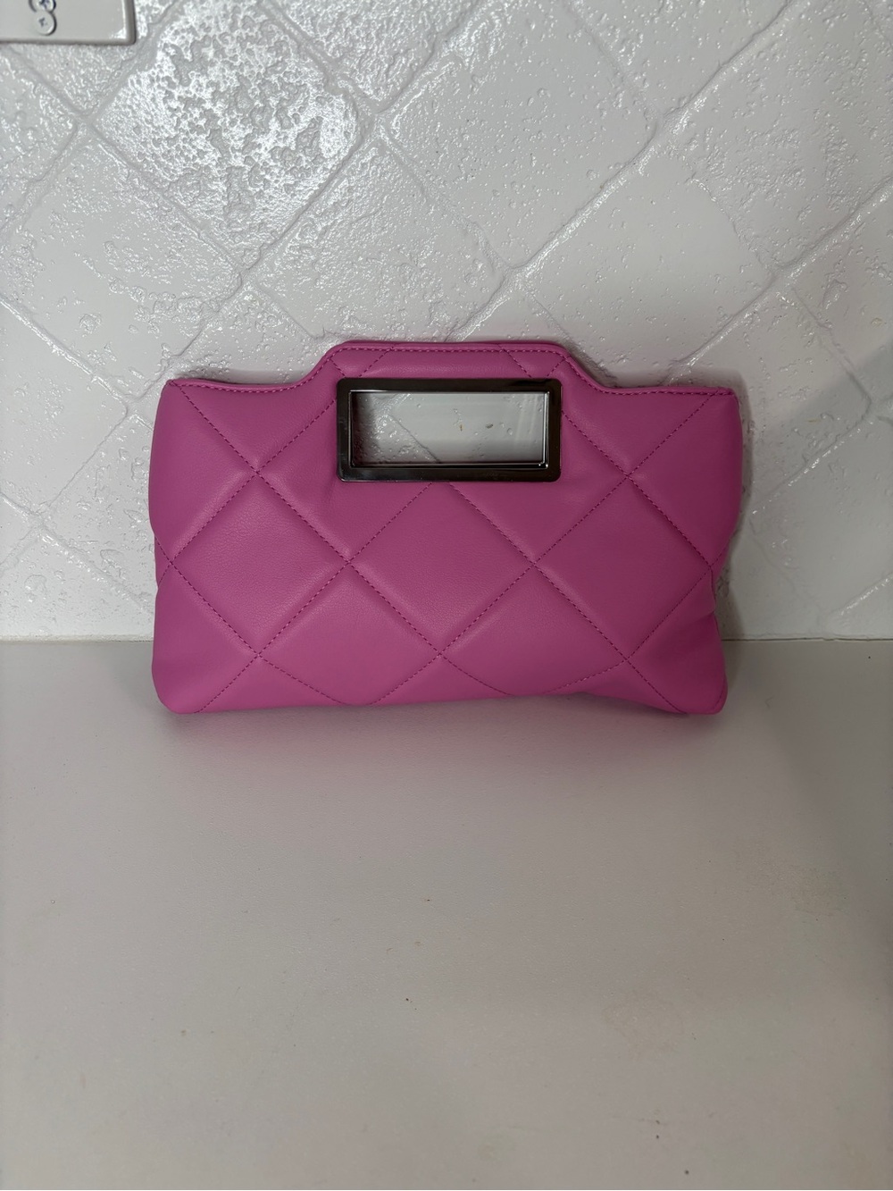 INC International Concepts Quilted Hot Pink Crossbody Clutch